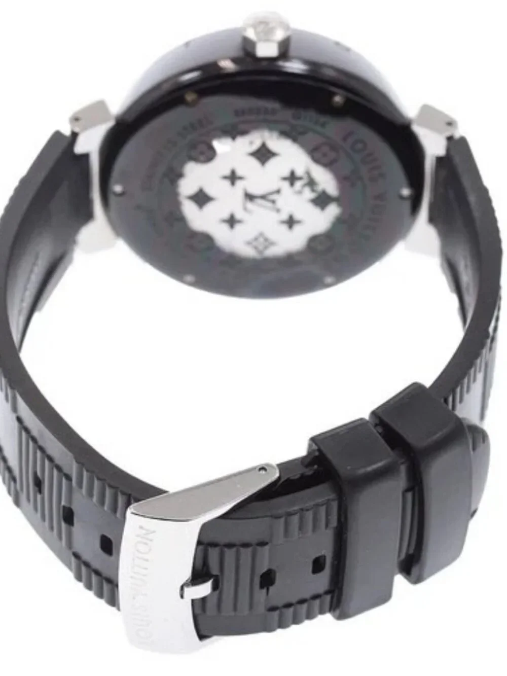 LOUIS VUITTON Tambour in Black Q113K GMT date Automatic Men's Watch_969110